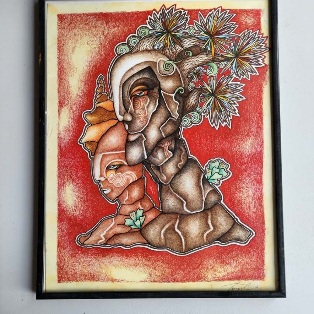 Joshua Tree Stone Giants by Rose Drummond 11 x 14 Colored Art Framed Painting